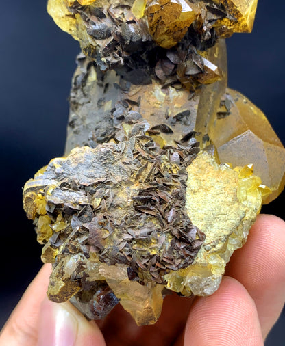 Natural Siderite Cluster on Yellow Quartz from Skardu Pakistan - 163 grams