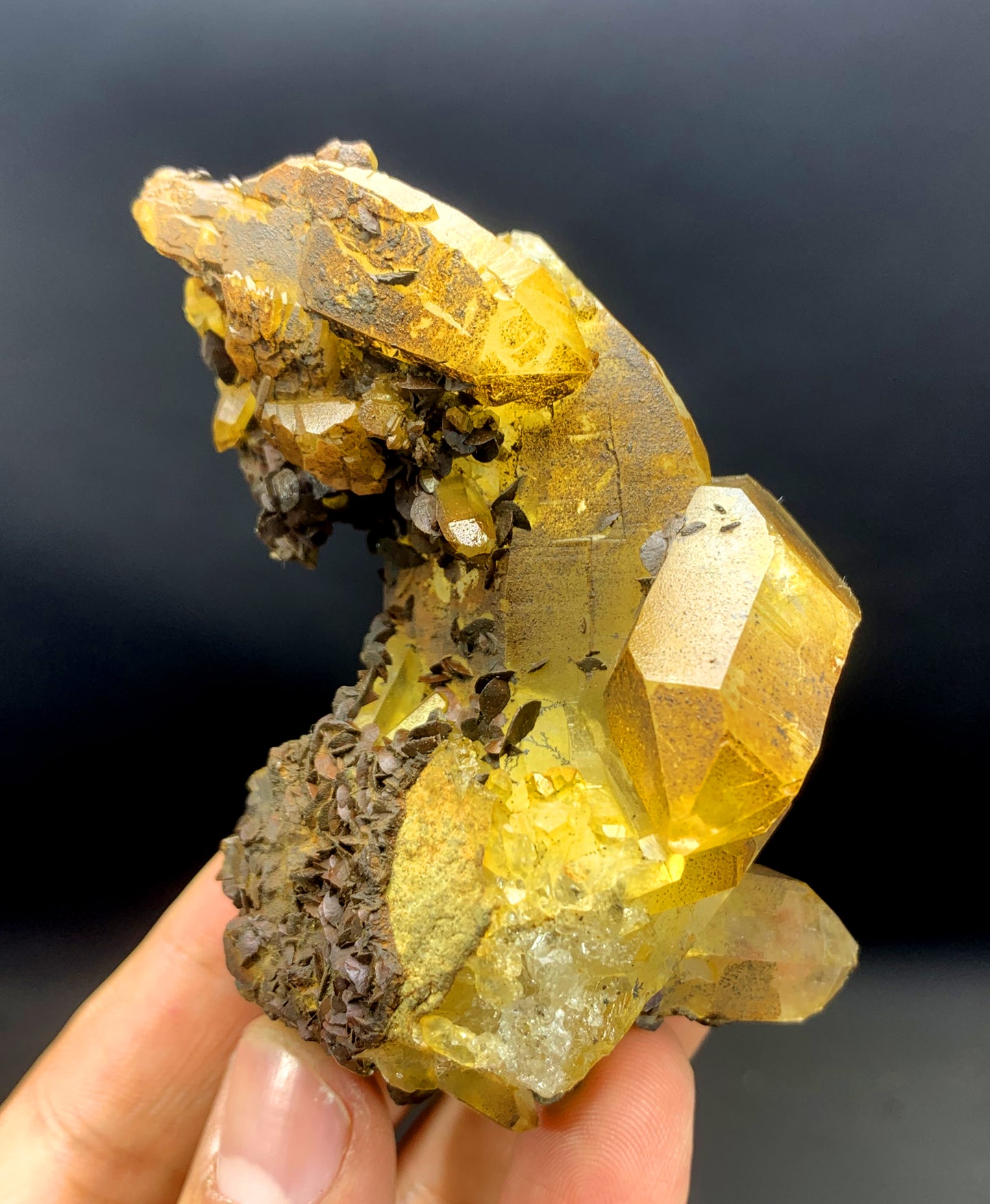 Natural Siderite Cluster on Yellow Quartz from Skardu Pakistan - 163 grams