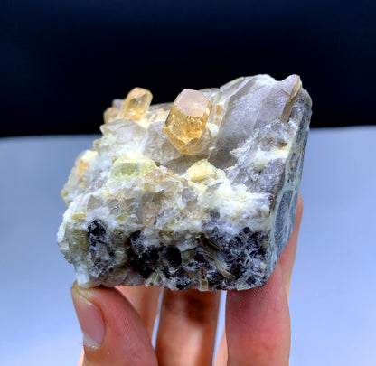 Rich Golden Color Topaz Crystals on Quartz from Skardu Pakistan - 183 grams