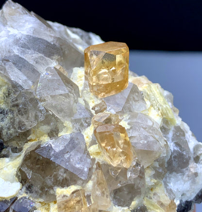 Rich Golden Color Topaz Crystals on Quartz from Skardu Pakistan - 183 grams