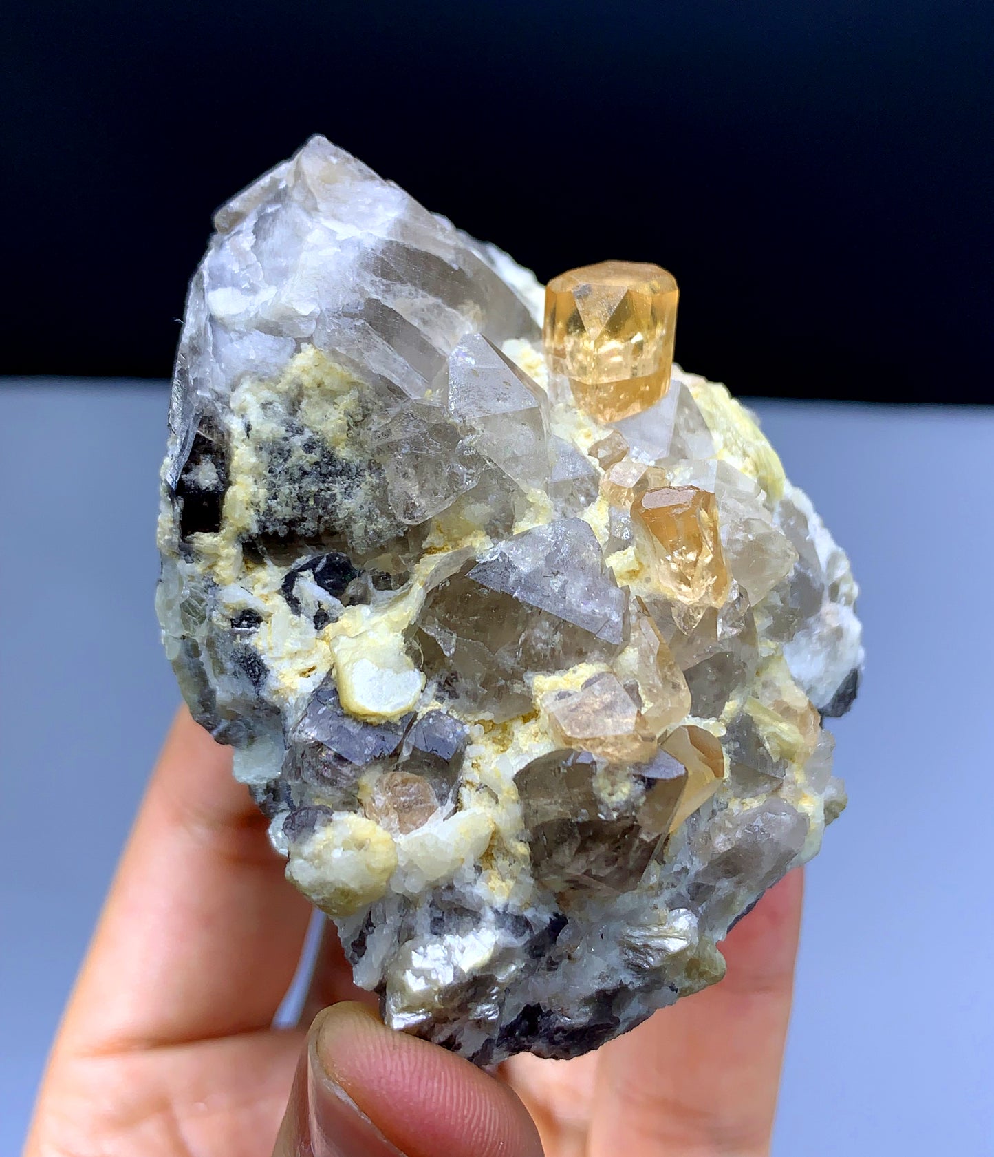 Rich Golden Color Topaz Crystals on Quartz from Skardu Pakistan - 183 grams