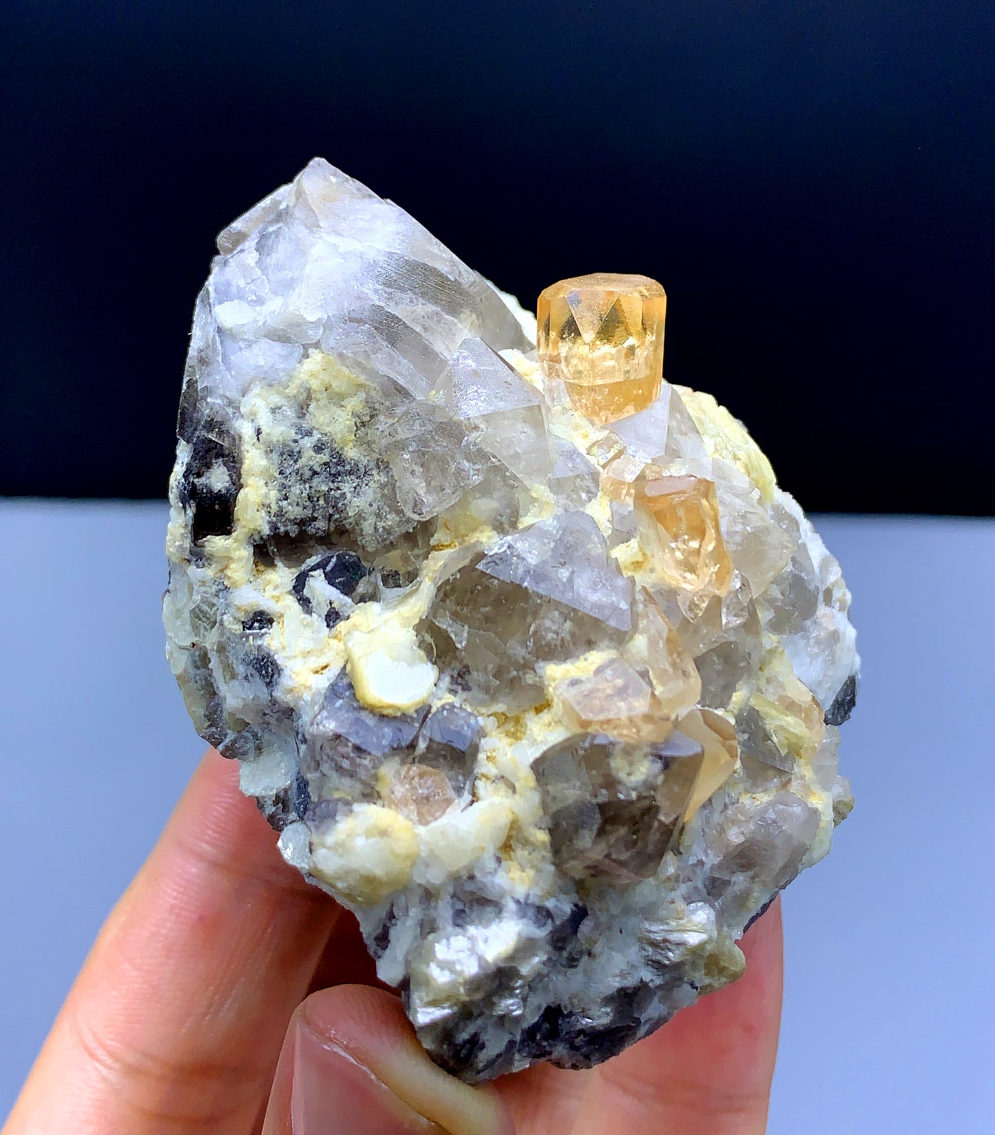 Rich Golden Color Topaz Crystals on Quartz from Skardu Pakistan - 183 grams