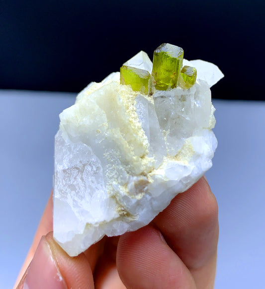 Lush Green Terminated Tourmaline Crystals on Quartz from Afghanistan - 30 grams