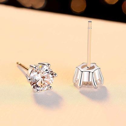 0.8ct Classic Six Claw 925 Sterling Silver Stud Earrings