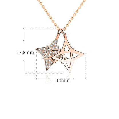 Modern CZ Quadrangular Star Hollow 925 Sterling Silver Necklace