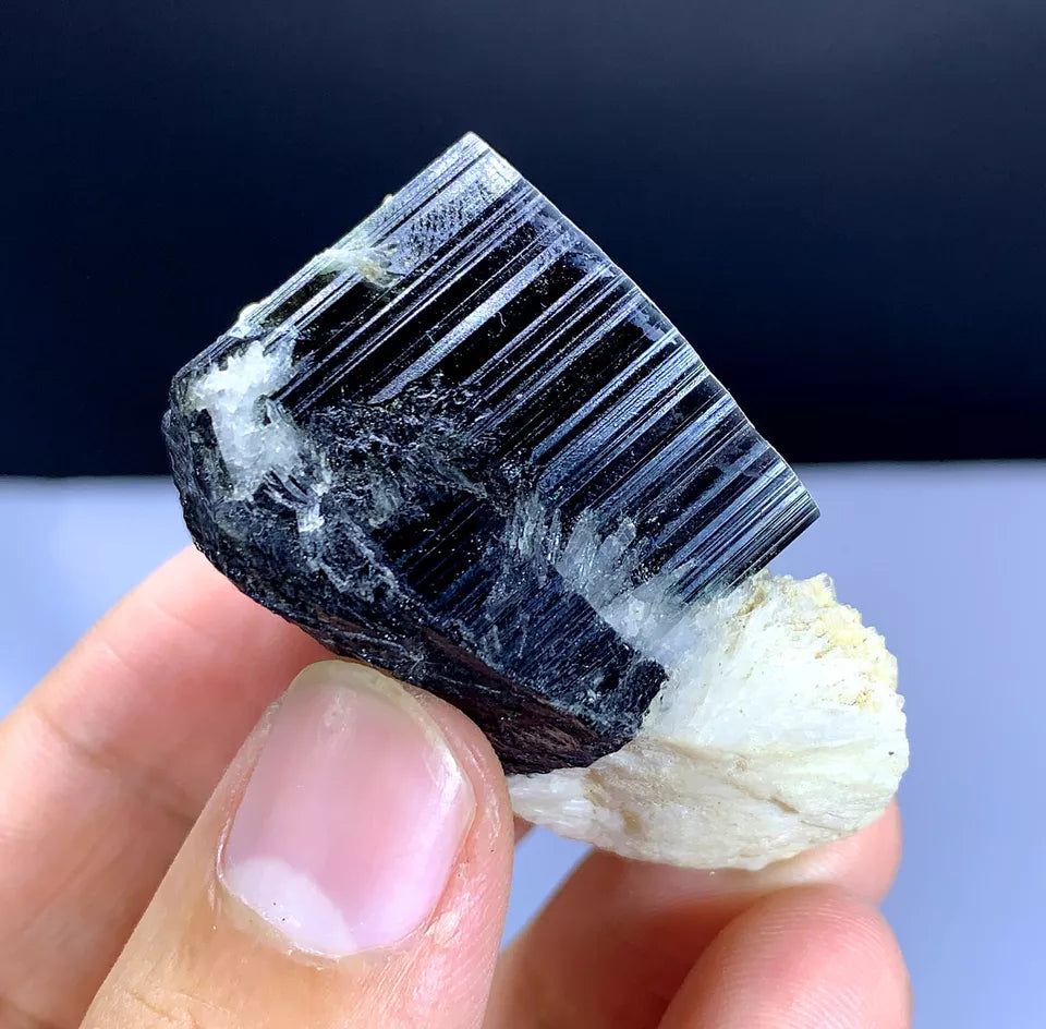 Natural Schorl Black Tourmaline with Albite Afghanistan