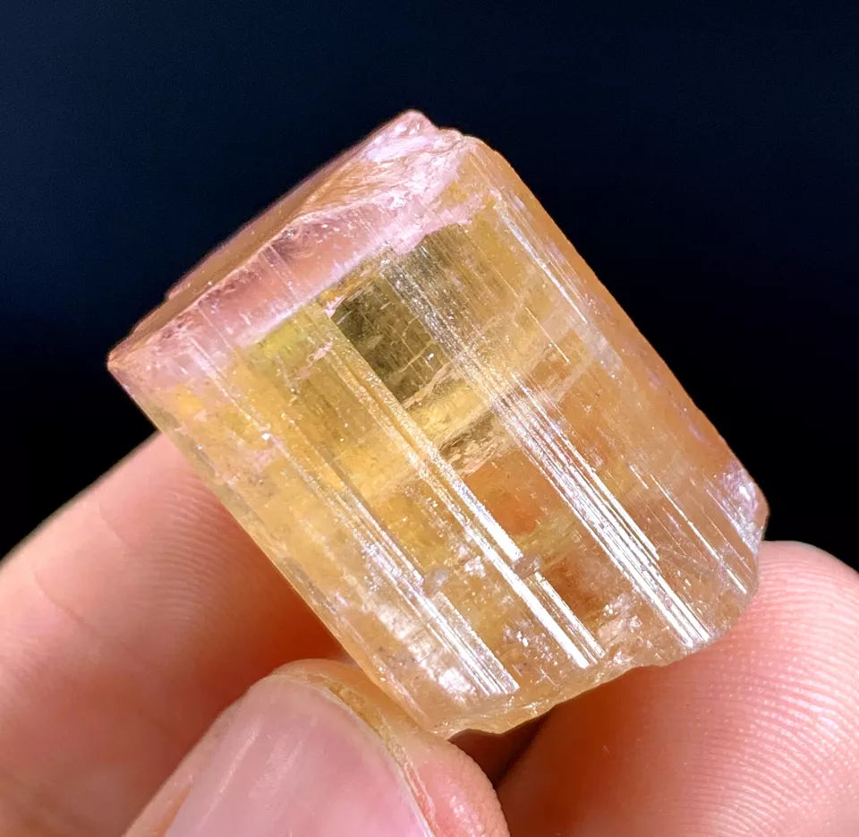 Pink Cap Orange Tourmaline Crystal from Afghanistan