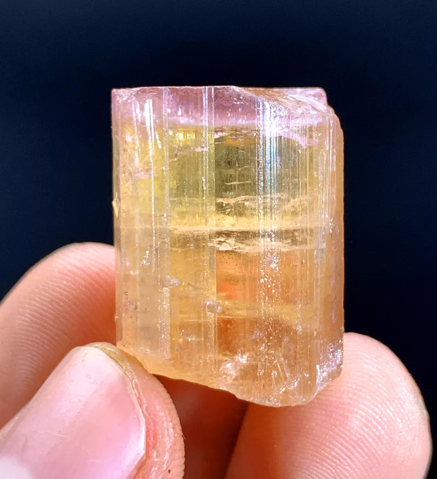 Pink Cap Orange Tourmaline Crystal from Afghanistan