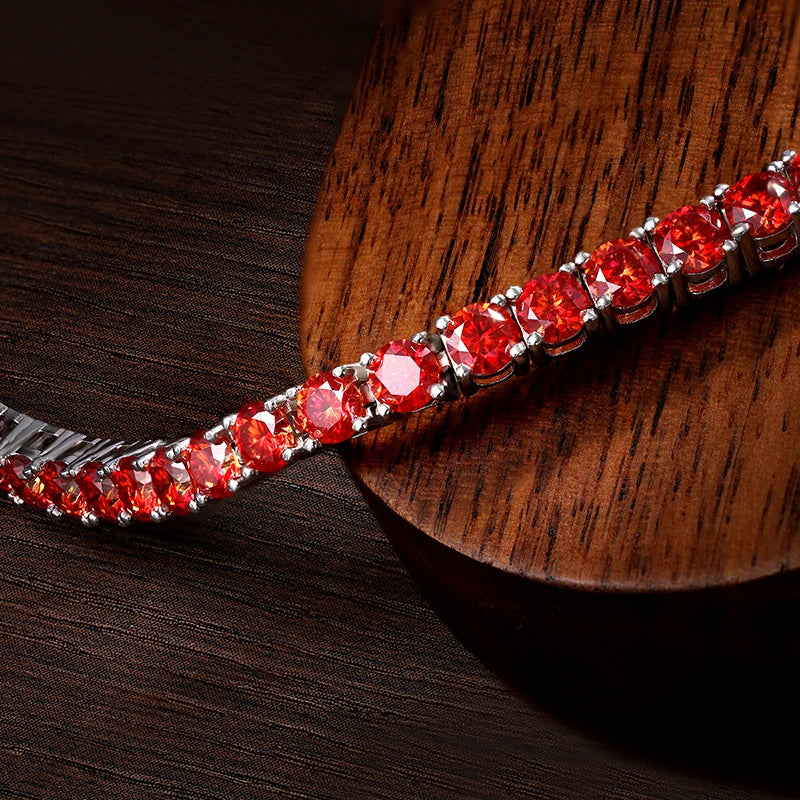 All Red Moissanite Tennis Bracelets for Women Man