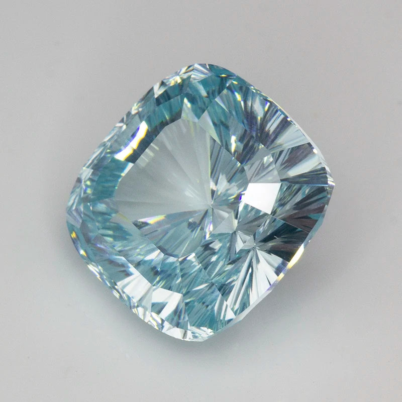 New Light Aquamarine 10x10mm Cushion Millennium Cut Cubic Zirconia Stones