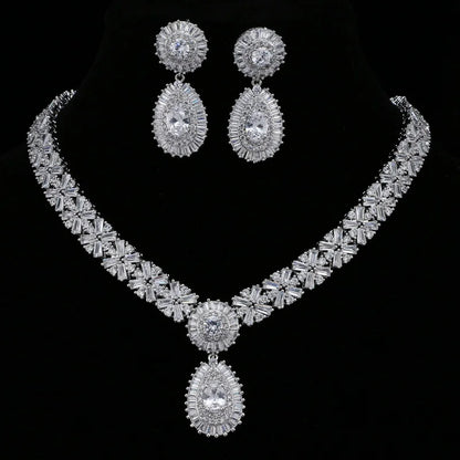 Cubic Zirconia Jewelry Sets with CZ Crystal Bracelet Necklace and Earring