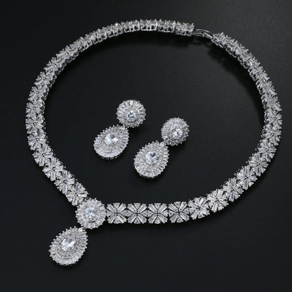 Cubic Zirconia Jewelry Sets with CZ Crystal Bracelet Necklace and Earring