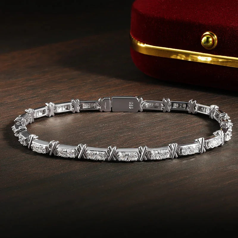 Tennis Bracelet 18K White Gold Plated s925 Sterling Silver with GRA Diamond