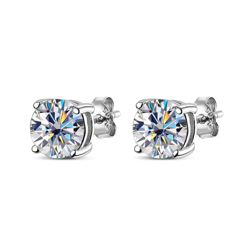 Moissanite Earring S925 Sterling Sliver Plated with 18k White Gold