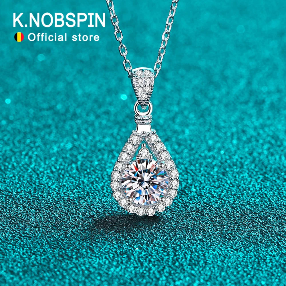 Moissanite Pendant Necklace with GRA 925 Sterling Sliver Plated 18k White Gold