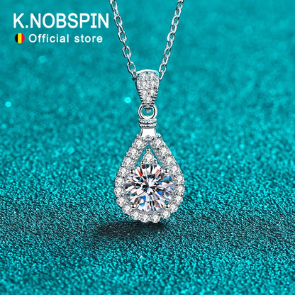 Moissanite Pendant Necklace with GRA 925 Sterling Sliver Plated 18k White Gold