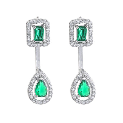 Luxury Green/Silver Color Water Drop Geometry Wedding Jewelry Sets