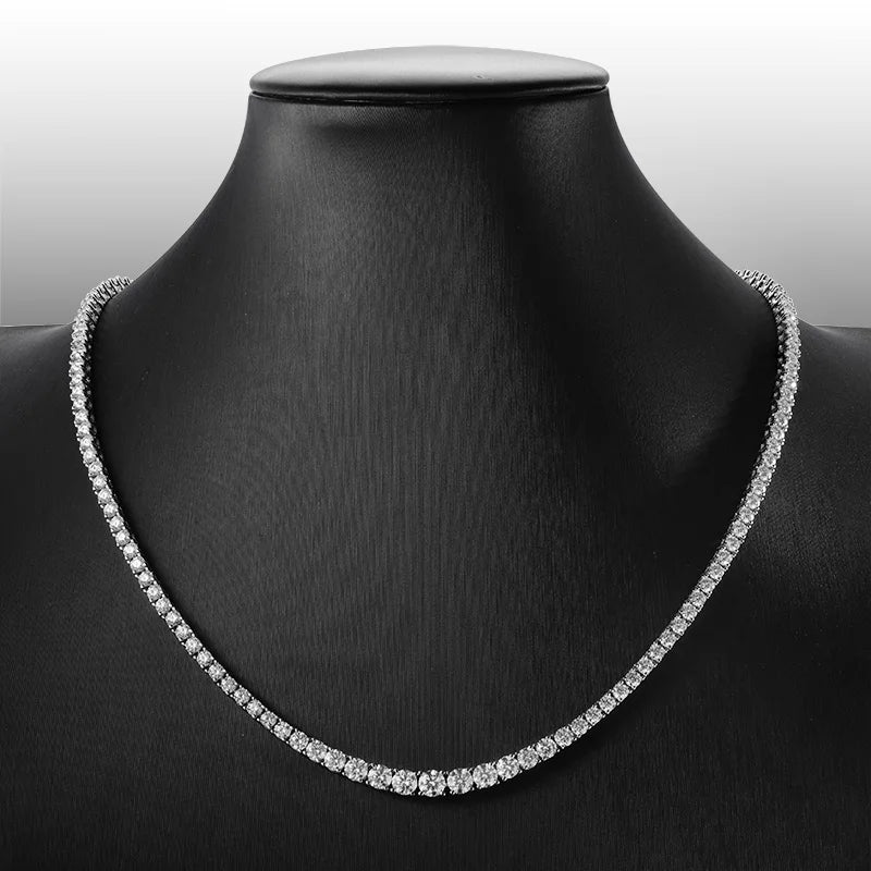 Moissanite Tennis Necklace 925 Sterling Sliver Plated 18k Gold