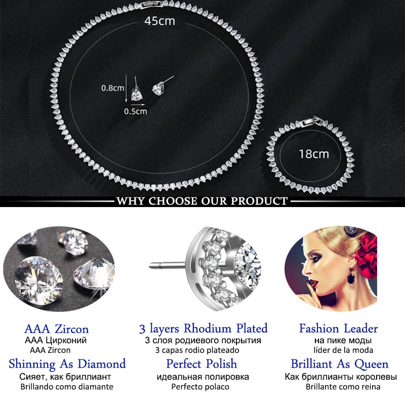 Shiny Cubic Zirconia Brides Wedding Jewelry Sets for Women