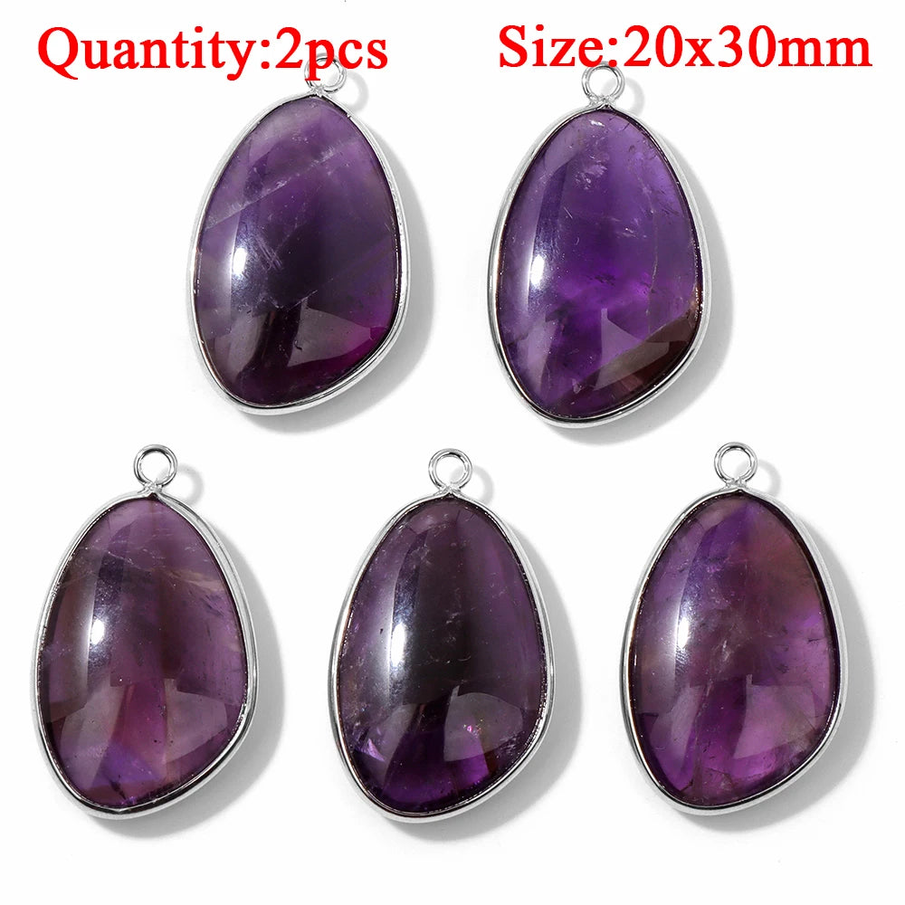 Fashion Amethyst Stone Gem Pendant Natural Purple