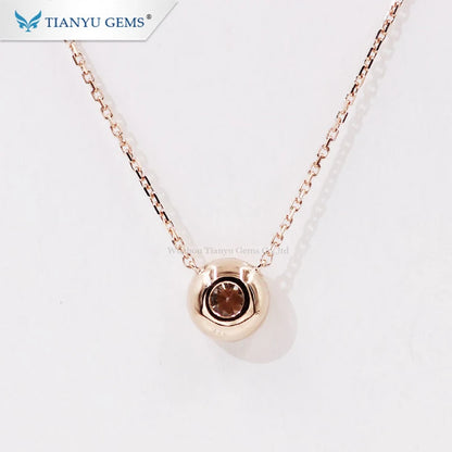 Tianyu Gems Bezel Set 6.5mm Round Moissanite Necklace