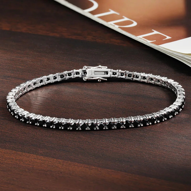 3mm 4mm Black Moissanite Tennis Bracelet Full Diamond18k Hip-hop Bracelets f