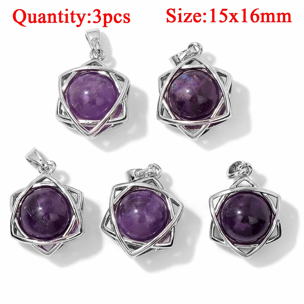 Fashion Amethyst Stone Gem Pendant Natural Purple