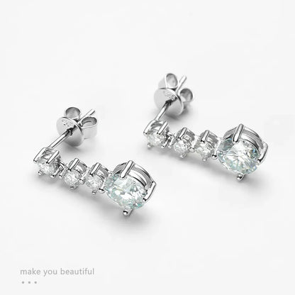 Moissanite Drop Earring Solid s925 Silver Plated 18k White Gold