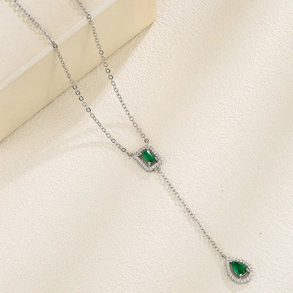 Luxury Green/Silver Color Water Drop Geometry Wedding Jewelry Sets