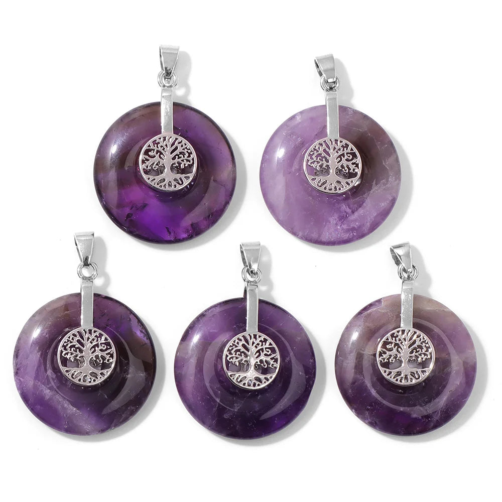 Fashion Amethyst Stone Gem Pendant Natural Purple