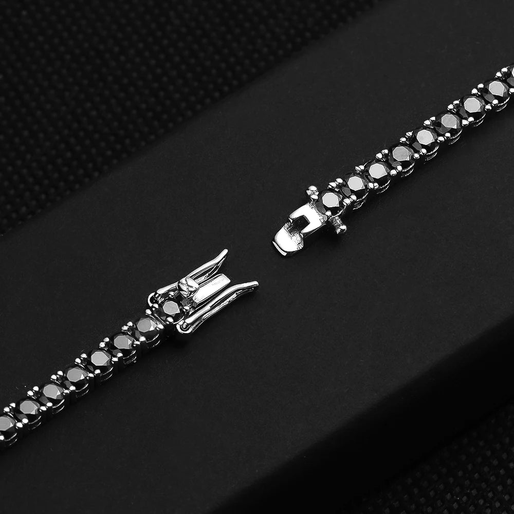 3mm 4mm Black Moissanite Tennis Bracelet Full Diamond18k Hip-hop Bracelets f