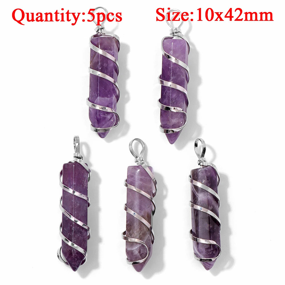 Fashion Amethyst Stone Gem Pendant Natural Purple