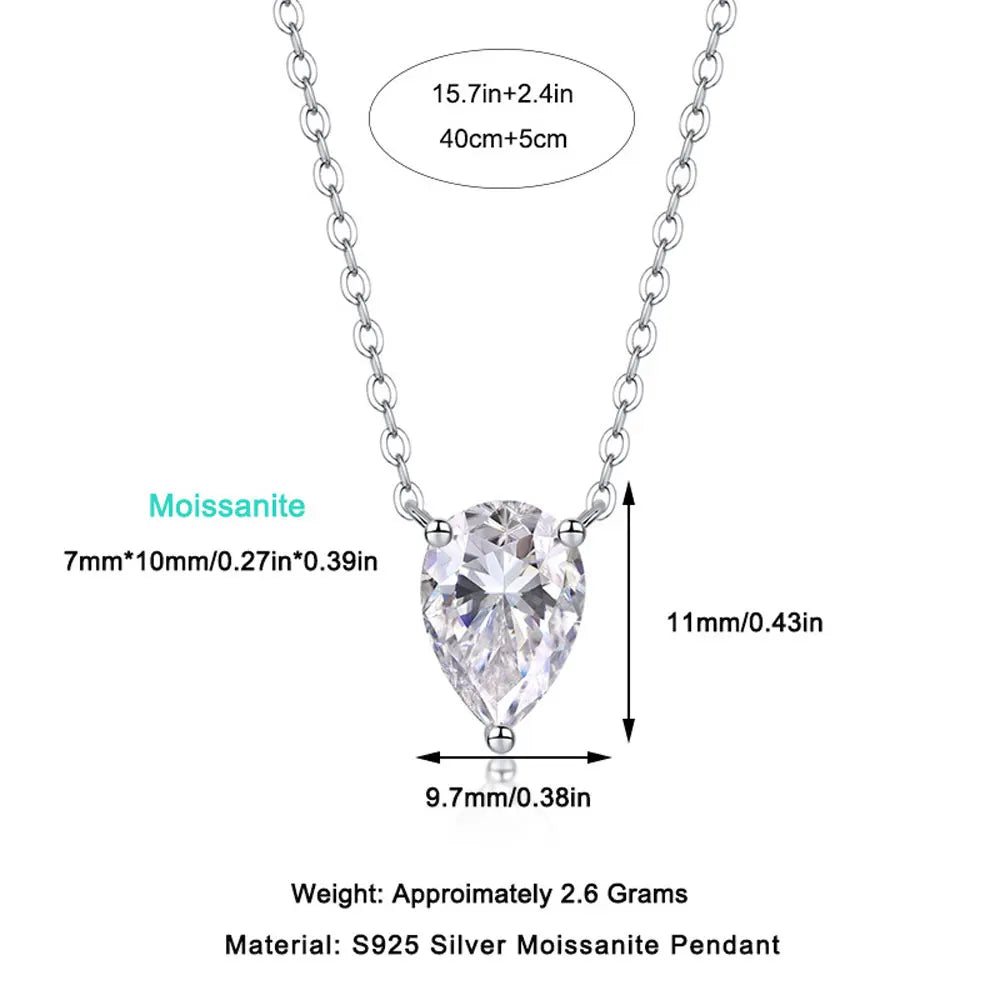 Pear Moissanite Pendant Necklace GRA Certified 7*10mm Diamond