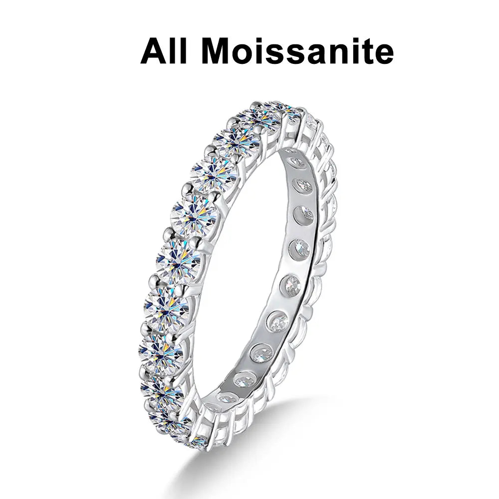 Round Moissanite Ring 18K White Gold Plated 925 Sterling Silver Fine Jewelry