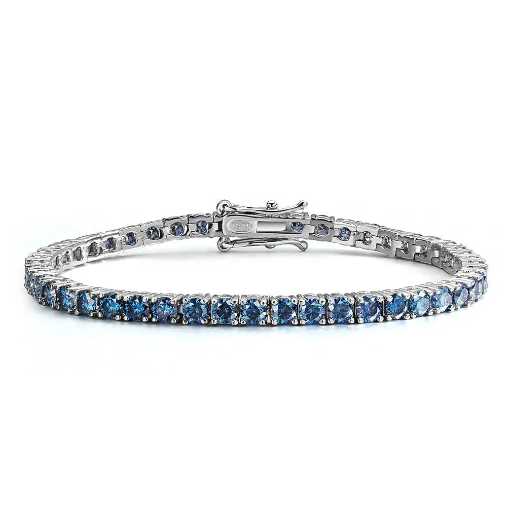 Blue Moissanite Tennis Bracelets for Women Man Diamond with Certificate