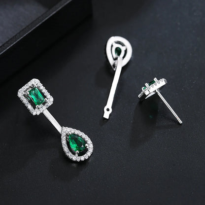 Luxury Green/Silver Color Water Drop Geometry Wedding Jewelry Sets