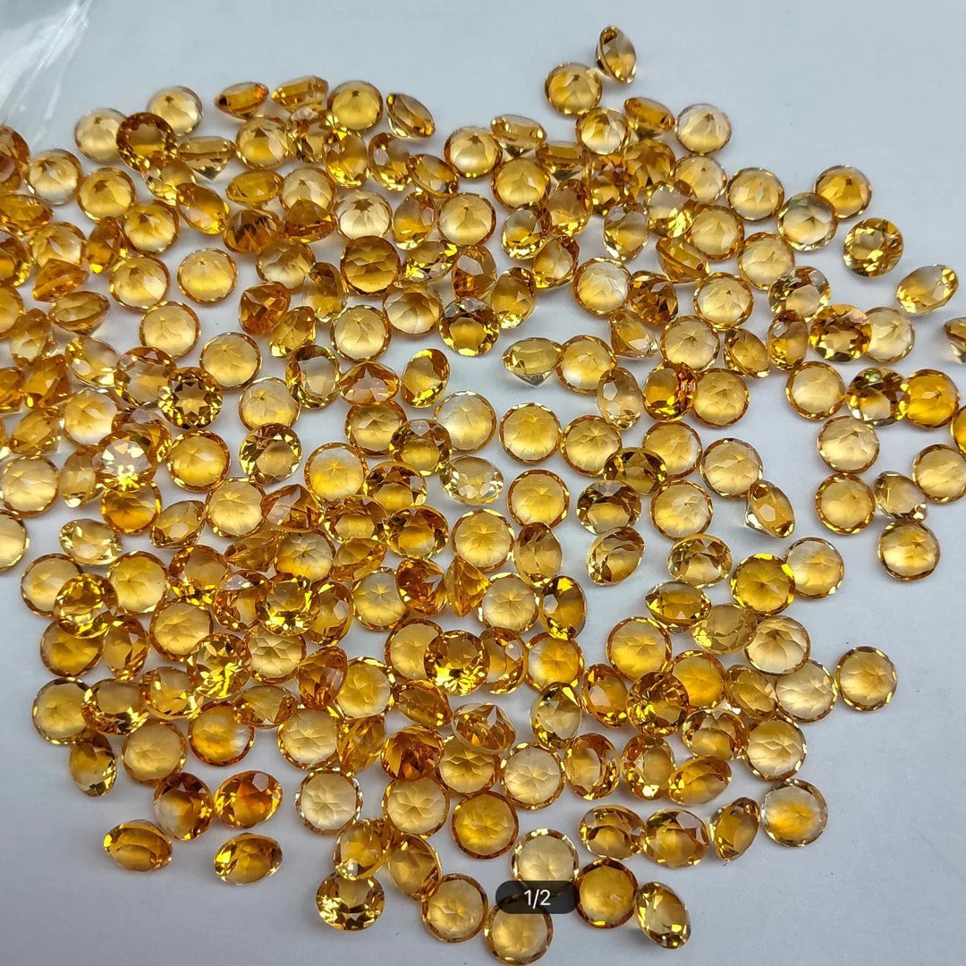 1PCS Natural Citrine Loose Stone Round/Oval Cut 5/6/7mm 0.5-1ct Gemstone