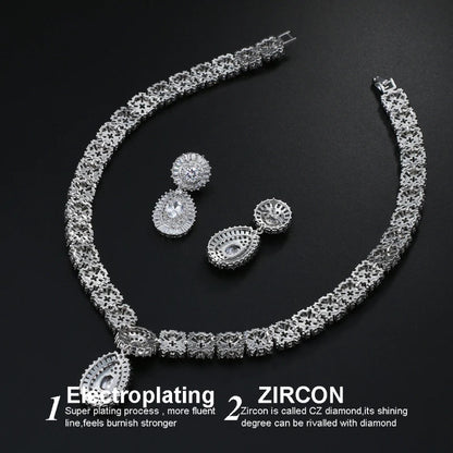 Cubic Zirconia Jewelry Sets with CZ Crystal Bracelet Necklace and Earring