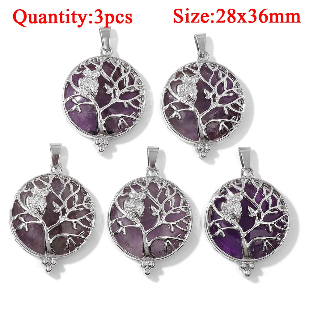 Fashion Amethyst Stone Gem Pendant Natural Purple