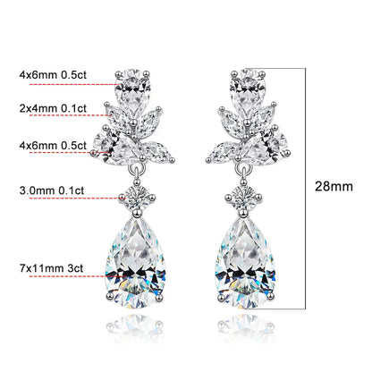 Moissanite Earrings Luxury Earring Jewelry s925 Sterling Sliver Plated 18k Gold