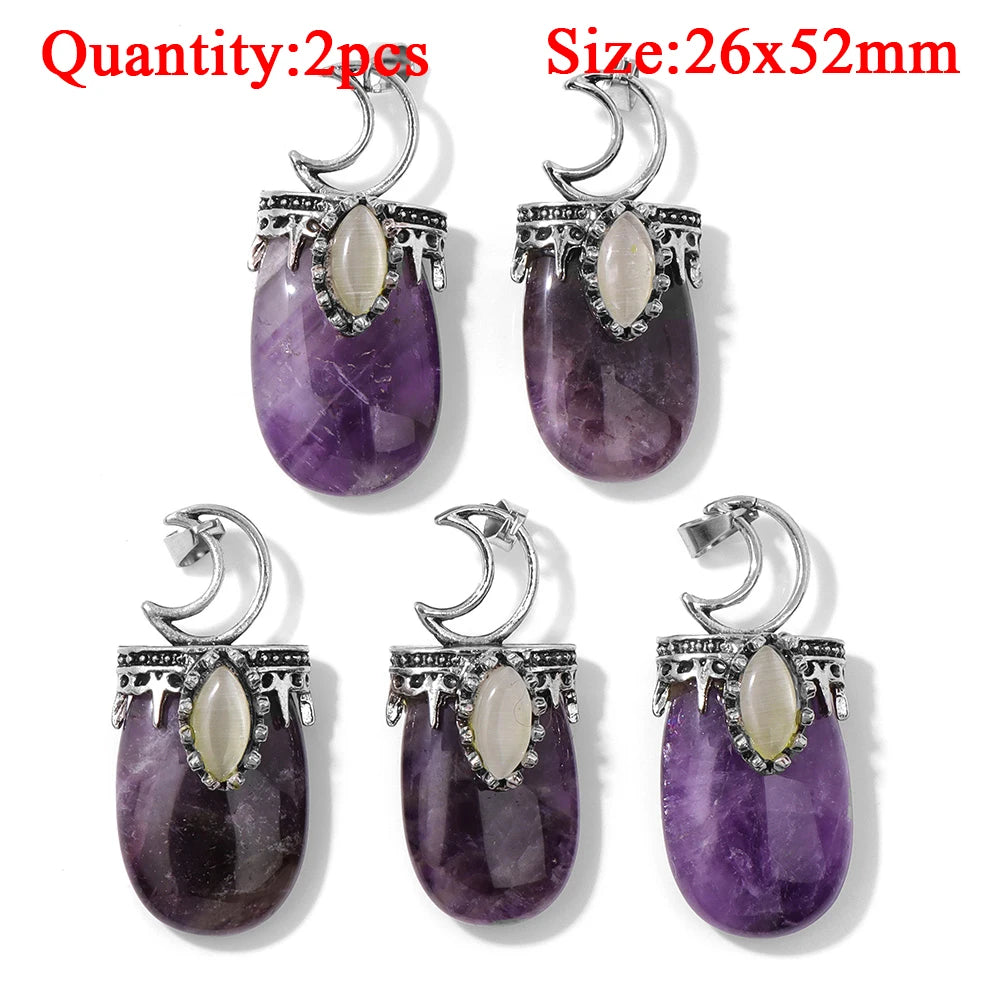 Fashion Amethyst Stone Gem Pendant Natural Purple