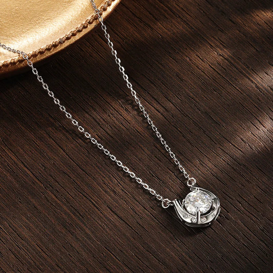 Round Moissanite Pendant GRA Certified Lab Diamond Necklaces for Women