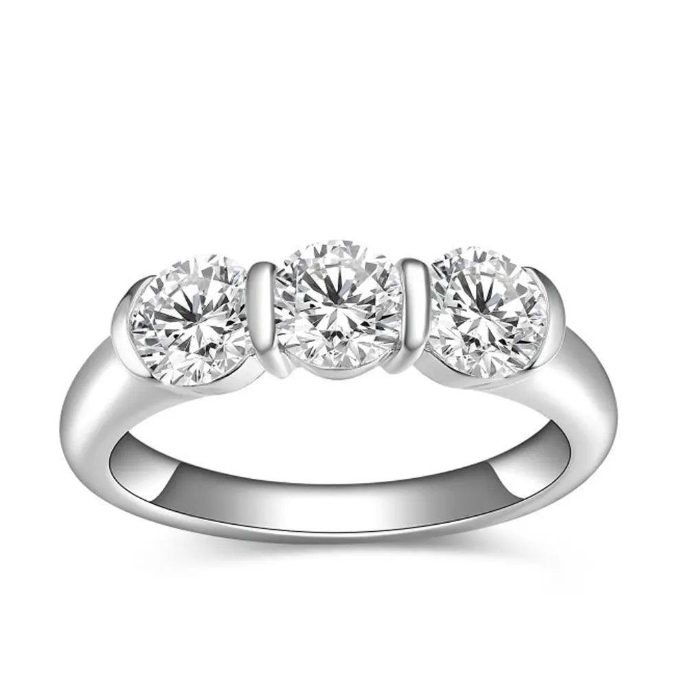 18K White Gold Plated, GRA Certified Diamond Engagement Rings for Women