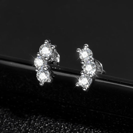 Full Moissanite Earrings GRA Certified s925 Sliver Plated 18k