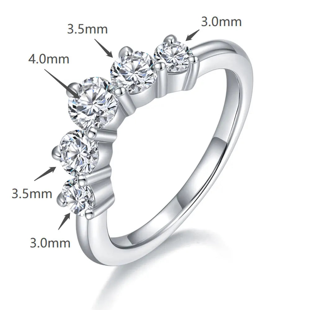 All Moissanite Ring s925 Sliver Plated 18k White Gold For Women