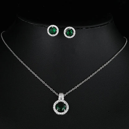 Luxury Green/Silver Color Water Drop Geometry Wedding Jewelry Sets