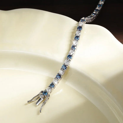 Blue Moissanite Tennis Bracelets for Women Man Diamond with Certificate