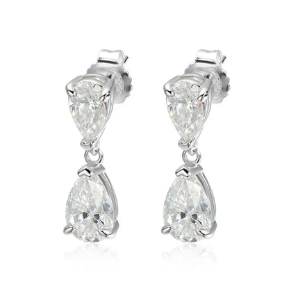 Pear Moissanite Drop Earrings for Women GRA Certified Diamond Solid 18k Gold