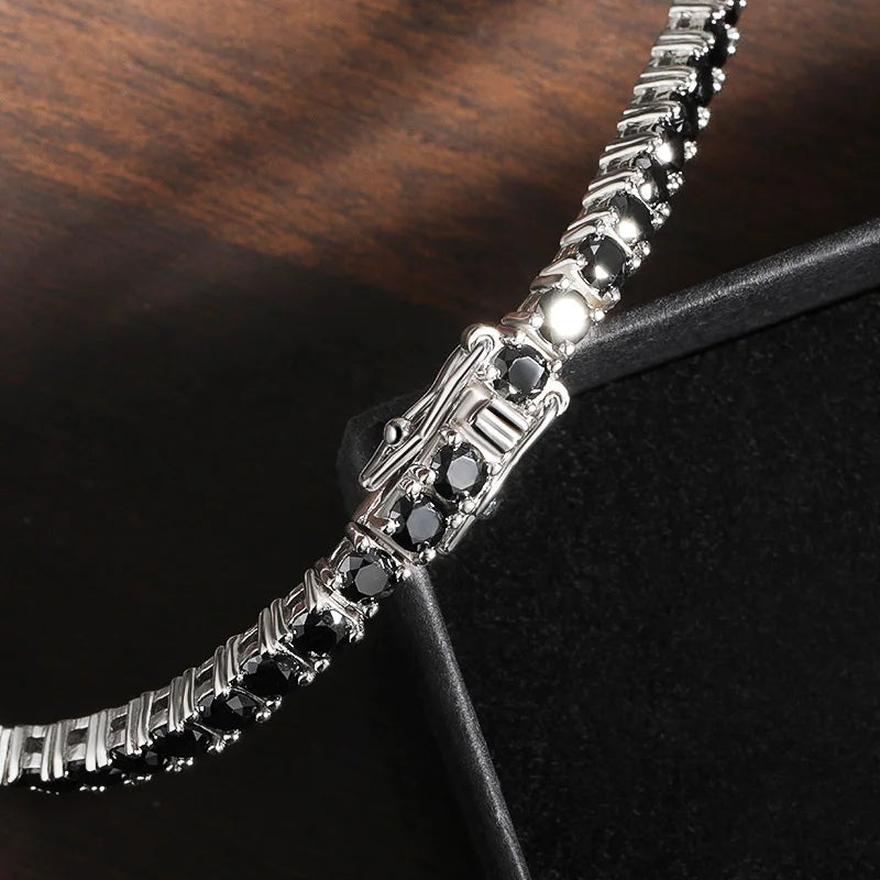 3mm 4mm Black Moissanite Tennis Bracelet Full Diamond18k Hip-hop Bracelets f