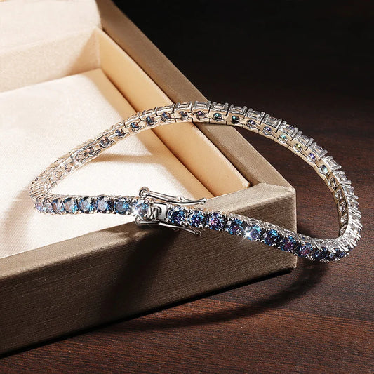 Blue Moissanite Tennis Bracelets for Women Man Diamond with Certificate